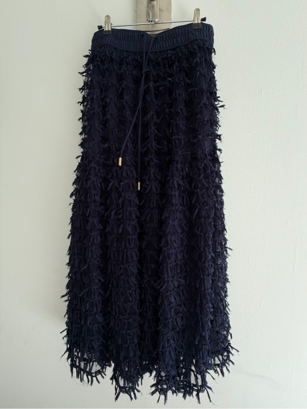 Maeve Navy Fringe Maxi Skirt - Picture 1 of 4